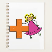 Schattigee Stick Figuur Meisje met Plus Sign Planner (Voorkant)