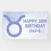 Schattigee Stier Teken Aangepaste Paarse Verjaarda Spandoek (Horizontaal)