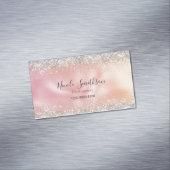 Schattigee stijlvolle roos gouden faux glitter mon magnetisch visitekaartje (Voorbeeld)