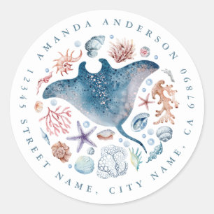 Schattigee Stingray ronde Stickers