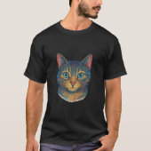 Schattigee stip stijl kat t-shirt (Voorkant)