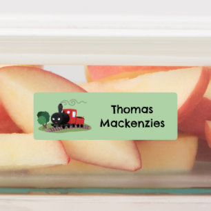 Schattigee stoomtrein locomotief cartoon gepersona labels