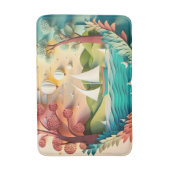 Schattigee strand huis scene badmat (Voorkant Verticaal)