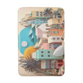 Schattigee strand huis scene badmat (Voorkant Verticaal)