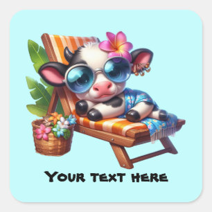 Schattigee strand koe aanpasbaar vierkante sticker