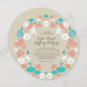 Schattigee strand krans bruiloft uitnodigingen (Voorkant / Achterkant)