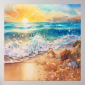 Schattigee strand zonsopgang liefhebbers poster (Voorkant)