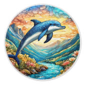 Schattigee stranddolfijnliefhebbers keramische knop (Voorkant)