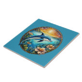 Schattigee stranddolfijnliefhebbers tegeltje (Zijkant)