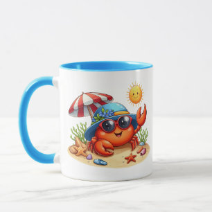 Schattigee strandhuiskrab Voeg monogram toe Mok