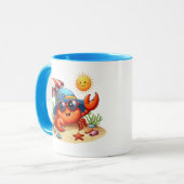 Schattigee strandhuiskrab Voeg monogram toe Mok (Voorkant links)