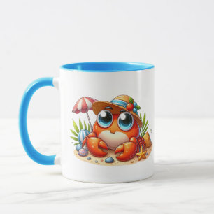 Schattigee strandhuiskrab Voeg monogram toe Mok