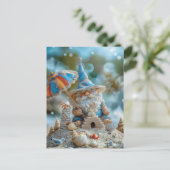 Schattigee strandkabouter met een paraplu briefkaart (Staand voorkant)