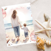 Schattigee strandwandeling met mam Waterverf Moede