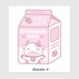 Schattigee Strawberry Milk Kartonnen doos Sticker