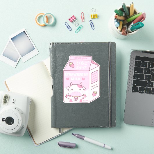 Schattigee Strawberry Milk Kartonnen doos Sticker (iPad Cover)