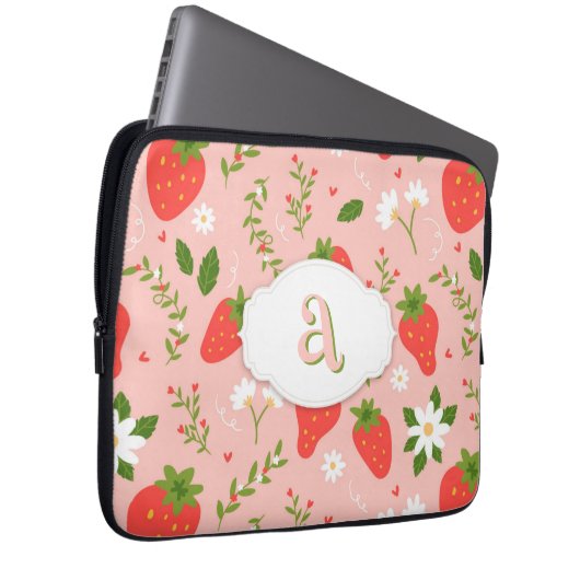 Schattigee Strawberry Pattern Electronics Bag Laptop Sleeve (Voorkant Rechts)