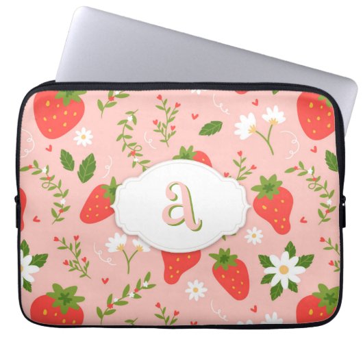 Schattigee Strawberry Pattern Electronics Bag Laptop Sleeve (Voorkant)