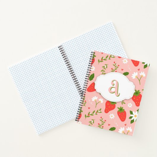 Schattigee Strawberry Pattern Spiral Notitieboek (Binnen)