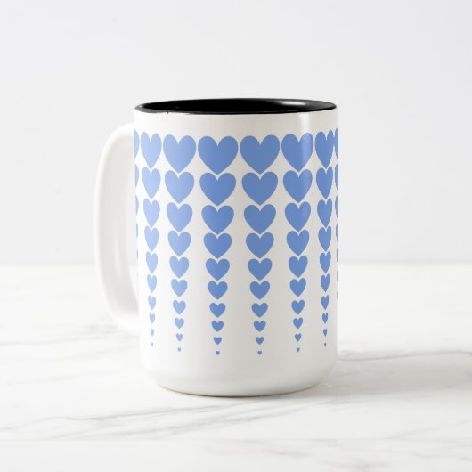 Schattigee String van Warm Periwinkle Blue Heart T Tweekleurige Koffiemok (Voorkant links)