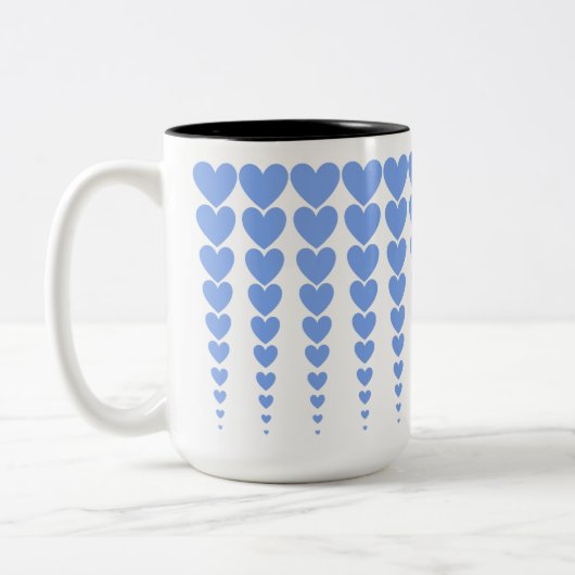 Schattigee String van Warm Periwinkle Blue Heart T Tweekleurige Koffiemok (Links)