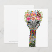 Schattigee struisvogel bloemenkroon Wenskaart Kaart (Voorkant / Achterkant)