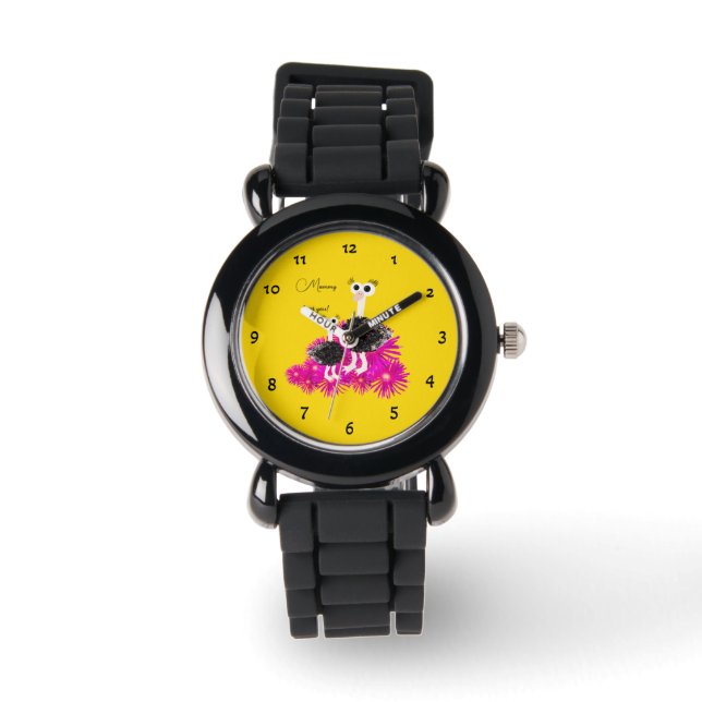 Schattigee struisvogels horloge (Voorkant)