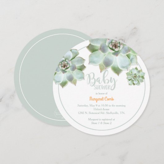 Schattigee succulente Baby shower Kaart (Voorkant / Achterkant)
