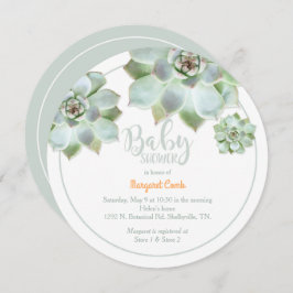 Schattigee succulente Baby shower Kaart