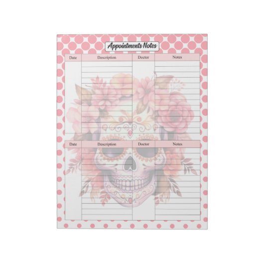 Schattigee Sugar Skull Afspraaknotities Notitieblok (Gedraaid)