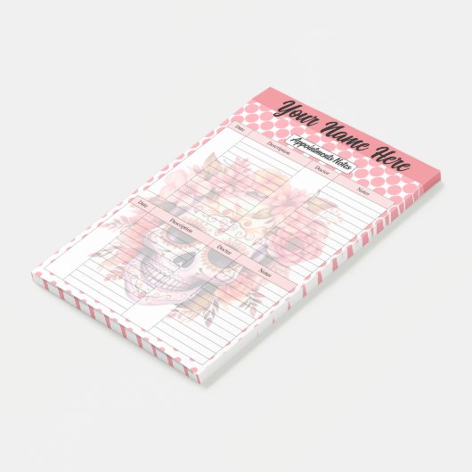 Schattigee Sugar Skull Afspraaknotities Post-it® Notes (Schuin)
