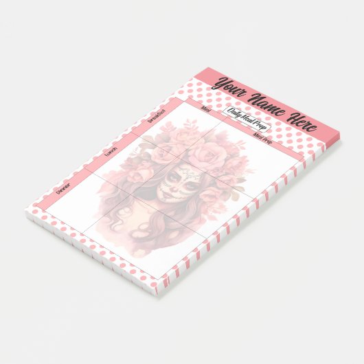 Schattigee Sugar Skull Dagelijkse Maaltijd Prep Post-it® Notes (Schuin)