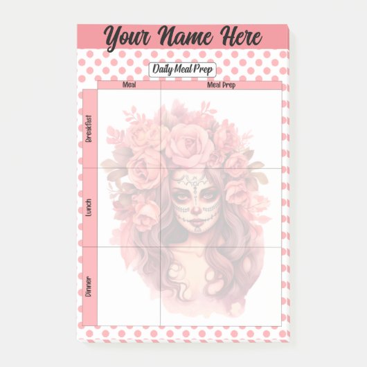 Schattigee Sugar Skull Dagelijkse Maaltijd Prep Post-it® Notes (Voorkant)