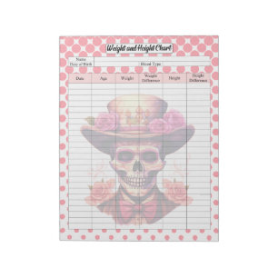 Schattigee Sugar Skull Gewicht en Hoogte Tracker Notitieblok