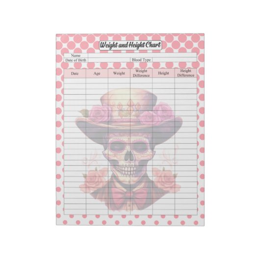 Schattigee Sugar Skull Gewicht en Hoogte Tracker Notitieblok (Gedraaid)