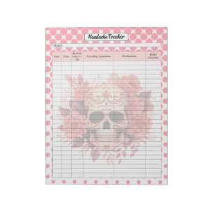Schattigee Sugar Skull Hoofdpijn Tracker Notitieblok