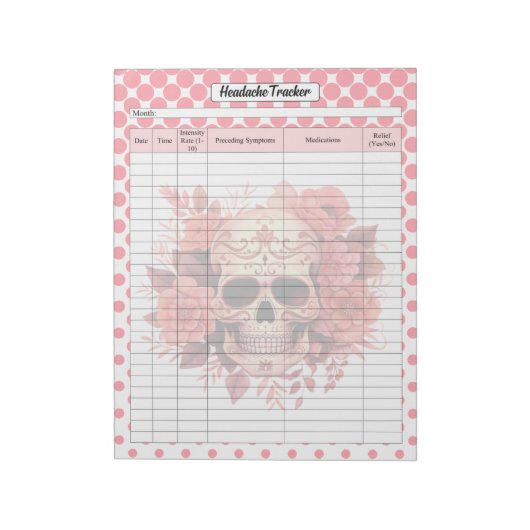 Schattigee Sugar Skull Hoofdpijn Tracker Notitieblok (Gedraaid)