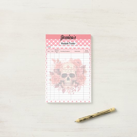 Schattigee Sugar Skull Hoofdpijn Tracker Post-it® Notes (Op bureau)