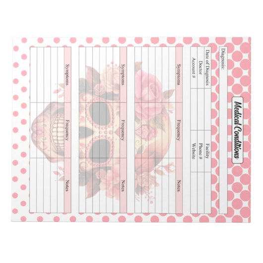 Schattigee Sugar Skull medische conditie notities Notitieblok (Voorkant)