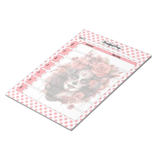 Schattigee Sugar Skull Ontbijtmaaltijd Prep Notitieblok (Schuin)