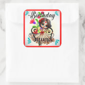 Schattigee Sugar Skull Verjaardag Vierkante Sticker (Tas)