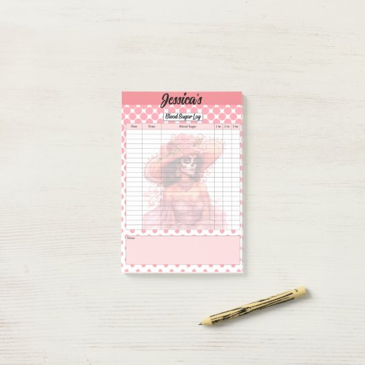 Schattigee suiker schedel bloedsuiker log post-it® notes (Op bureau)