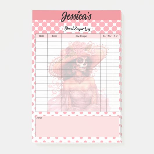 Schattigee suiker schedel bloedsuiker log post-it® notes (Voorkant)