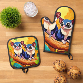 Schattigee suikerzweefvliegtuigen ovenwant & pannenlap set
