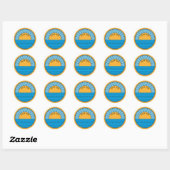 Schattigee Sun Ocean Waves Sunrise Beach Ronde Sticker (Vel)