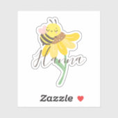 Schattigee Sunflower & Bee Script Naam Sticker (Vel)