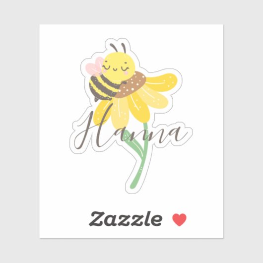 Schattigee Sunflower & Bee Script Naam Sticker (Vel)