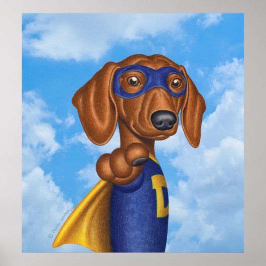Schattigee superheld Dachshund Poster (Voorkant)