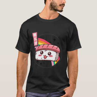 Schattigee Sushi Kawaii Regenboog Retro Anime T-shirt