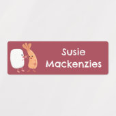 Schattigee sushi rijstgarnalen cartoon gepersonali labels (Design 1)